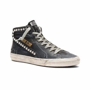 Golden Goose Slide Sneaker Black Leather Studs